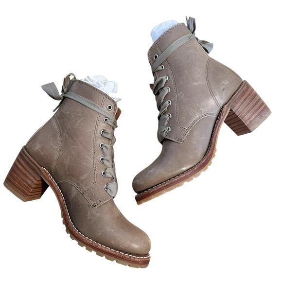 Frye Sabrina Tan Leather Lace Up Boot Size 7.5 - Picture 10 of 12